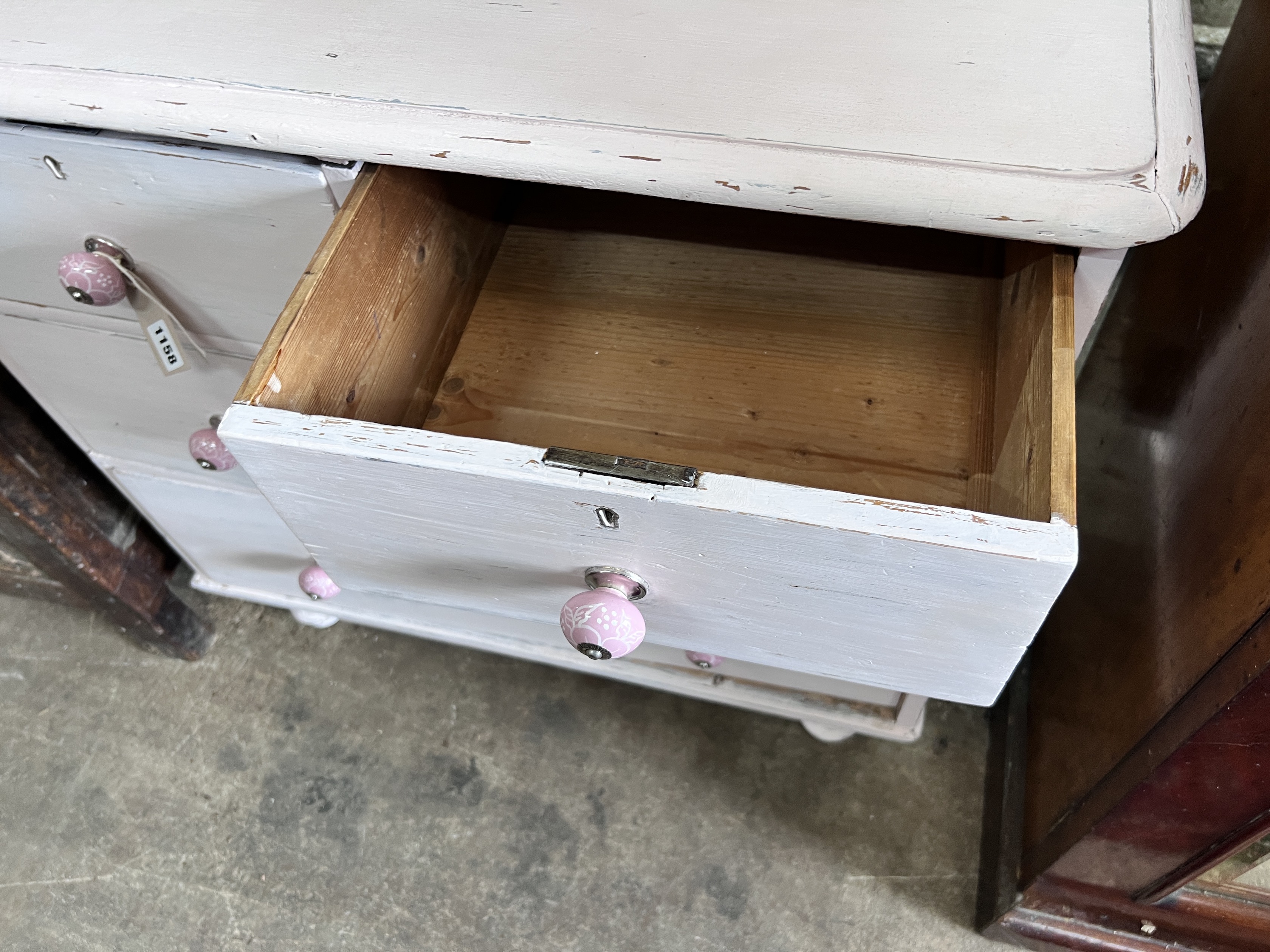 A small Victorian painted pine four drawer chest, width 81cm, depth 44cm, height 81cm